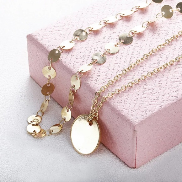 5/$25 Dainty Boho Gold Coin Layer Choker Necklace - Picture 2 of 4